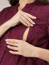 Lace Maternity Shirt Dress- Maroon
