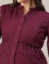 Lace Maternity Shirt Dress- Maroon