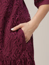 Lace Maternity Shirt Dress- Maroon