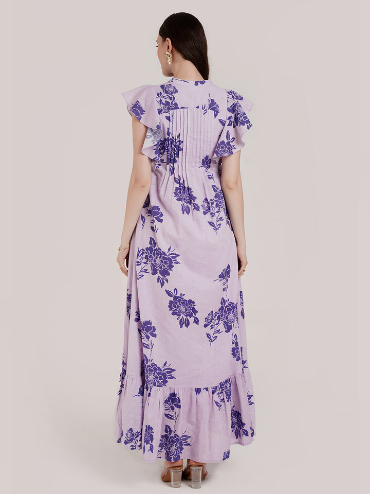 Lavender Floral Maternity Maxi Dress