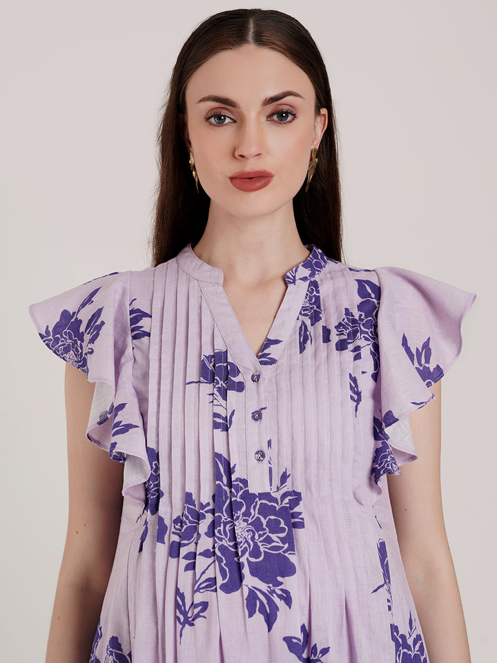 Lavender Floral Maternity Maxi Dress