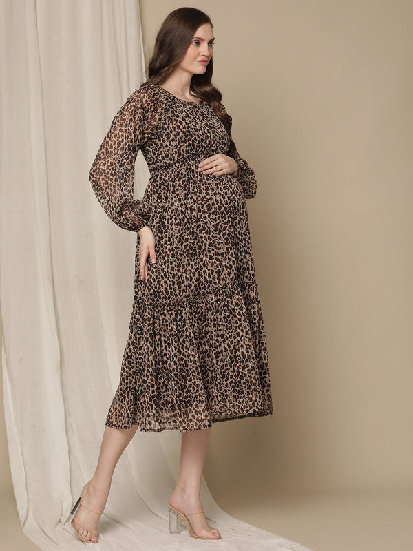 Leopard Print Nursing Dress