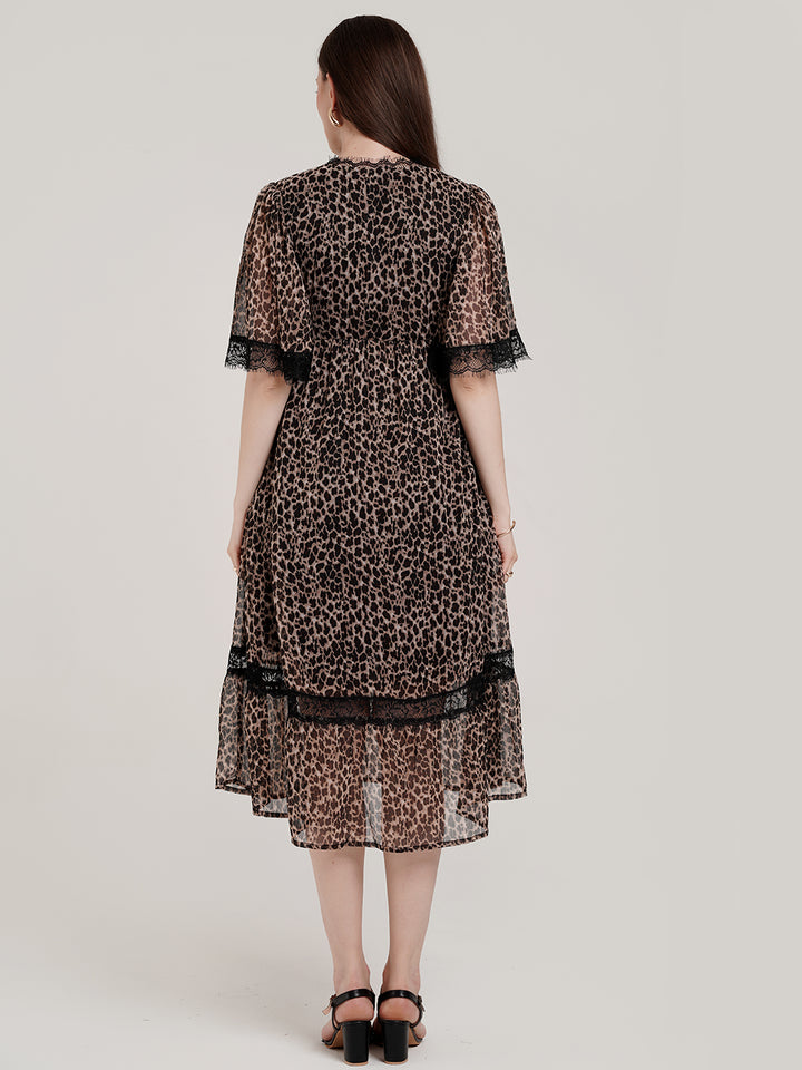 Leopard Print Maternity Midi Dress