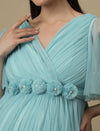 Light Blue Floor-Length Maternity Maxi Formal Gown