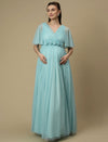 Light Blue Floor-Length Maternity Maxi Formal Gown