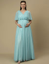 Light Blue Floor-Length Maternity Maxi Formal Gown