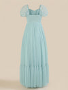 Light Blue Maternity Tulle Cap Sleeve Party Gown
