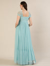 Light Blue Maternity Tulle Cap Sleeve Party Gown