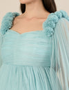 Light Blue Maternity Baby Shower Photoshoot Gown with Cape Sleeves