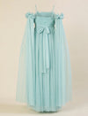 Light Blue Maternity Baby Shower Photoshoot Gown with Detachable Sleeves