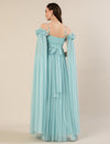 Light Blue Maternity Baby Shower Photoshoot Gown with Detachable Sleeves