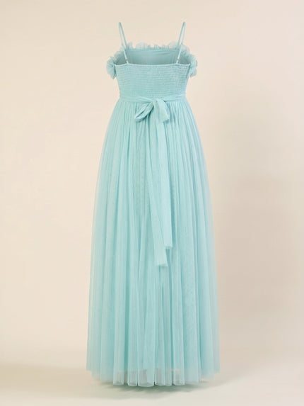 Light Blue Maternity Baby Shower Photoshoot Gown with Detachable Sleeves
