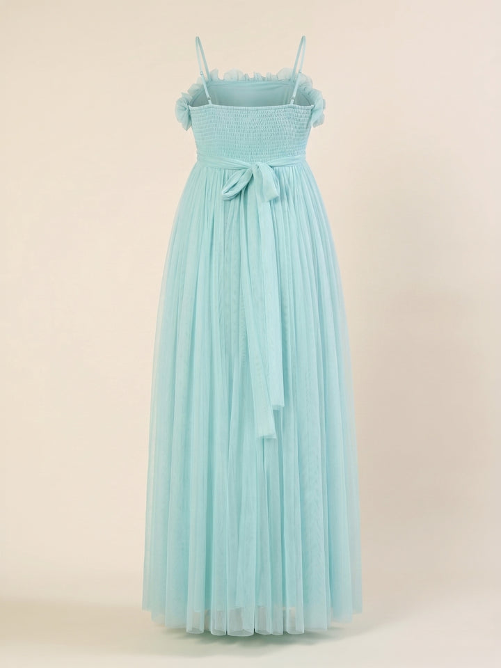 Light Blue Maternity Baby Shower Photoshoot Gown with Detachable Sleeves