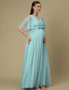 Light Blue Maternity Maxi Formal Gown with Train