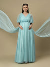 Light Blue Maternity Maxi Formal Gown with Train