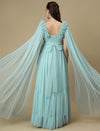 Light Blue Ruffle Maternity Dress