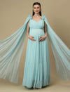 Light Blue Ruffle Maternity Dress