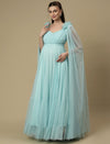 Light Blue Ruffle Maternity Dress