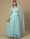 Light Blue Ruffle Maternity Dress
