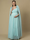 Light Blue Ruffle Maternity Dress