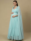 Light Blue Ruffle Maternity Dress