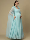 Light Blue Ruffle Maternity Dress