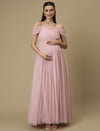 Romantic Tulle Maternity Maxi Dress- Light Pink