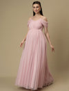 Romantic Tulle Maternity Maxi Dress- Light Pink