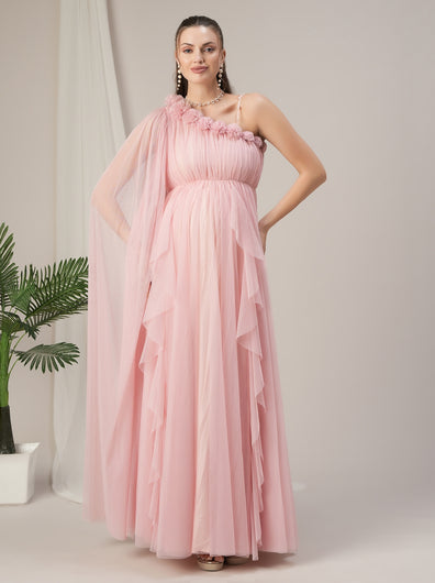 Light Pink Ruffle Maternity Gown