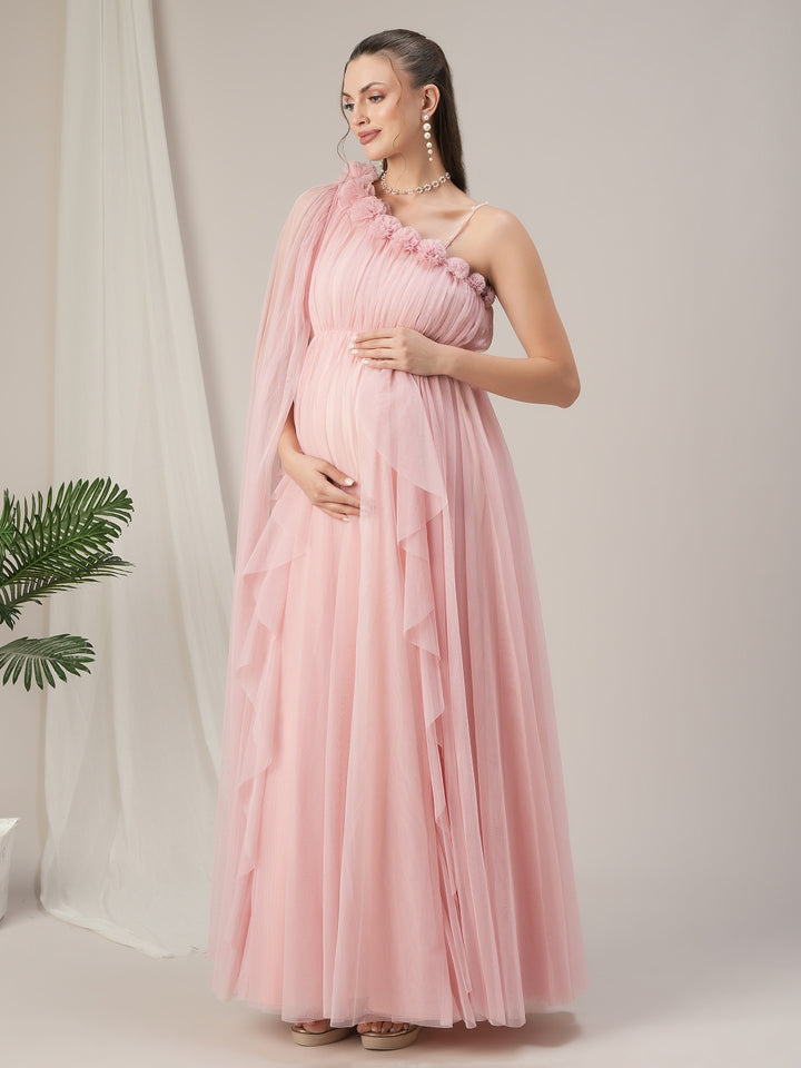 Light Pink Ruffle Maternity Gown