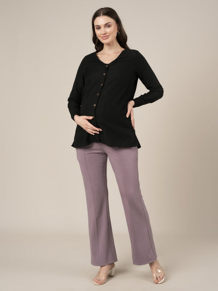 Lilac Maternity Pintuck Bootcut Pants