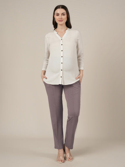 Maternity Pintuck Tapered Fit Pants-Lilac