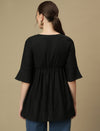 Linen Cotton Maternity Top- Black