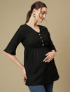 Linen Cotton Maternity Top- Black