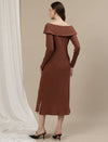 Maternity Bodycon Fitted Dress- Brown