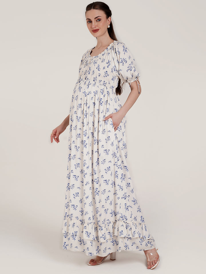 Long White Maternity Dress