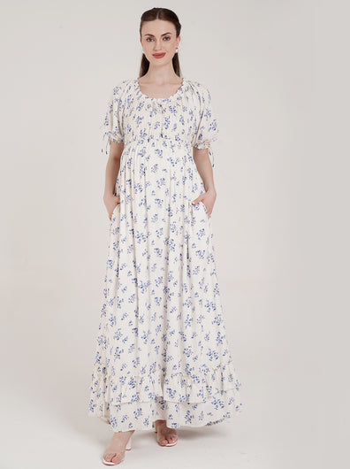 Long White Maternity Dress