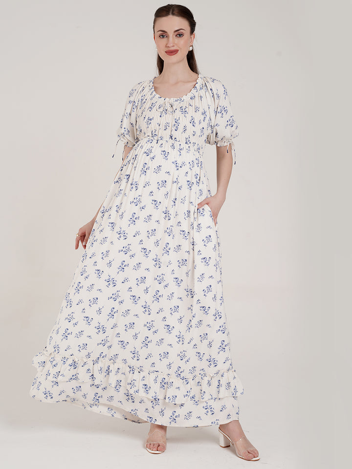 Long White Maternity Dress