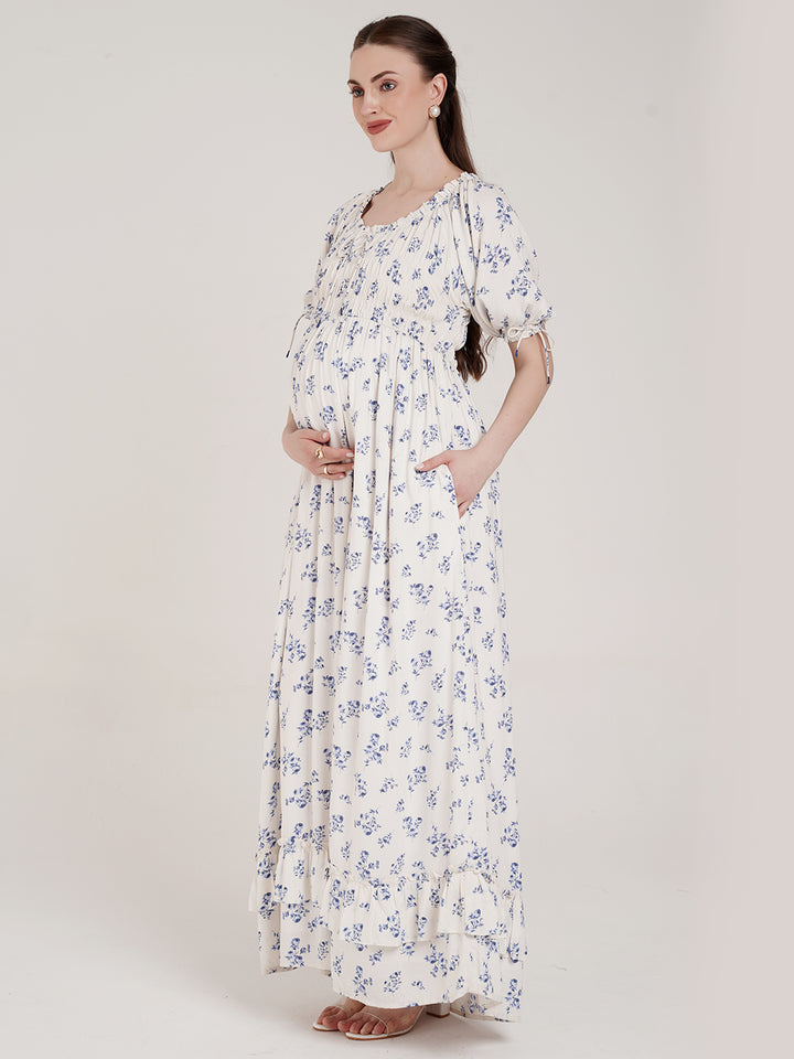 Long White Maternity Dress