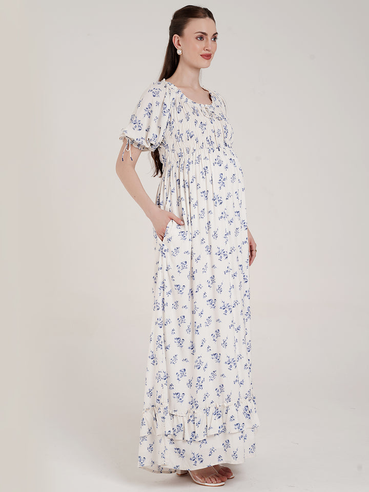 Long White Maternity Dress