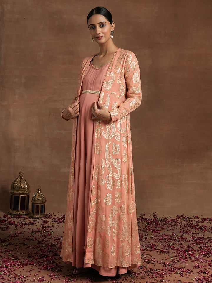 Lurex Maternity Anarkali with Embellished Jacket