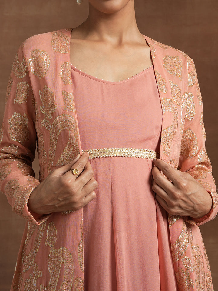 Lurex Maternity Anarkali with Embellished Jacket