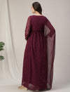 Maroon Scallop Lace Maternity & Nursing Kurta with Dupatta
