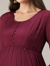 Maroon Lurex Maternity & Nursing Flared Kurta with Dupatta