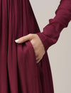 Maroon Lurex Maternity & Nursing Flared Kurta with Dupatta