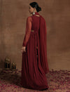 Maroon Maternity Anarkali with Embellished Yoke
