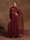 Maroon Maternity Anarkali with Embellished Yoke
