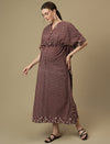 Maroon Maternity Collared Kaftan Dress