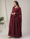 Maroon Lace Maternity & Nursing Flared Kurta with Dupatta