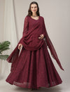 Maroon Lace Maternity & Nursing Flared Kurta with Dupatta